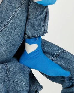 JU Heart Socks in Sky, Cream