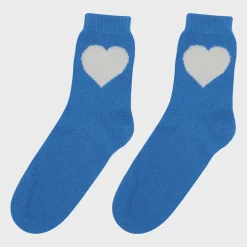 JU Heart Socks in Sky, Cream