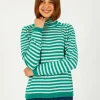 JU Narrow Stripe Roll Collar in Emerald