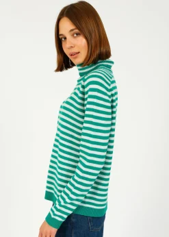 JU Narrow Stripe Roll Collar in Emerald