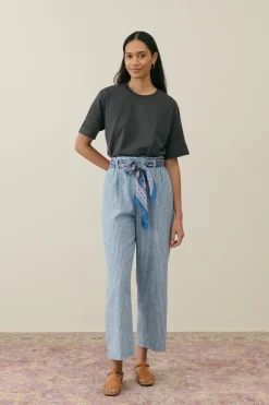 LM Abuela Trousers in Blue Onda Stripes