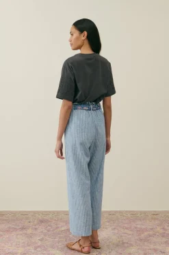 LM Abuela Trousers in Blue Onda Stripes