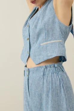 LM Abuela Trousers in Blue Onda Stripes