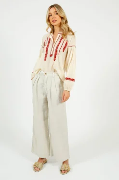 MAISON H Marisa Linen Pant in Off White