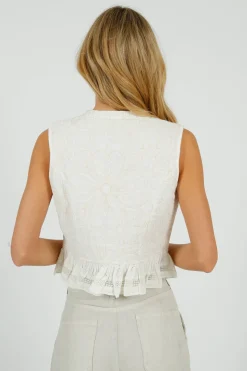 MAISON H Sandro Vest in Ivory