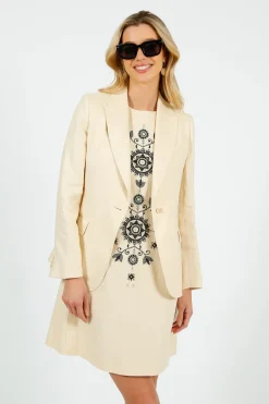 MM Donald Dress in Ivory Geometric