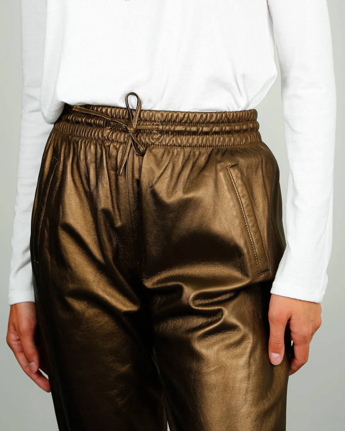 OW Gift Leather Trousers in Metallic