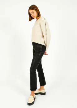 PAIGE Claudine in Black Fog Luxe Coating