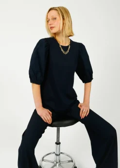 PARK Puff Sleeve Tee in Navy