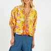 PDS 333 Embroidered Blouse in Yellow