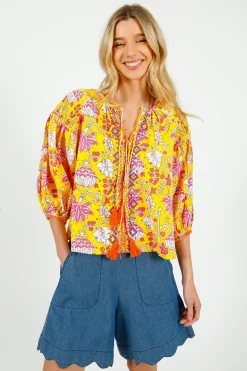 PDS 333 Embroidered Blouse in Yellow
