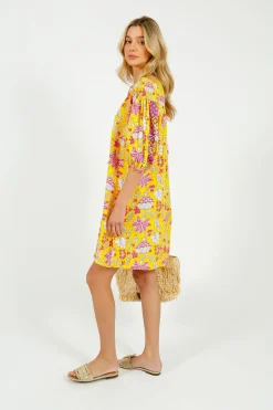 PDS 334 Embroidered Dress in Yellow