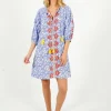 PDS 328 Lila Print Dress in Orange Emb
