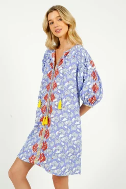 PDS 328 Lila Print Dress in Orange Emb