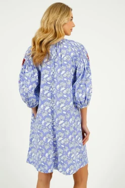 PDS 328 Lila Print Dress in Orange Emb