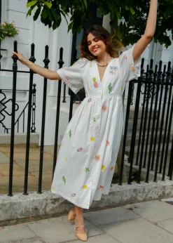 PP Lola Cotton Dress in Icons Emb White