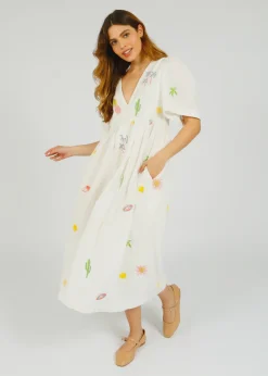 PP Lola Cotton Dress in Icons Emb White