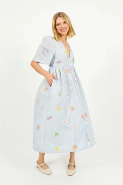 PP Lola Dress in Icons Emb Blue Stripe