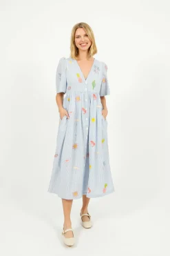 PP Lola Dress in Icons Emb Blue Stripe