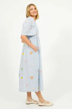 PP Lola Dress in Icons Emb Blue Stripe