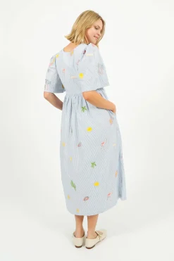 PP Lola Dress in Icons Emb Blue Stripe