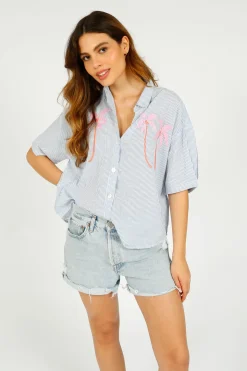 PP Mabel Shirt in Palm Emb Blue Shirt