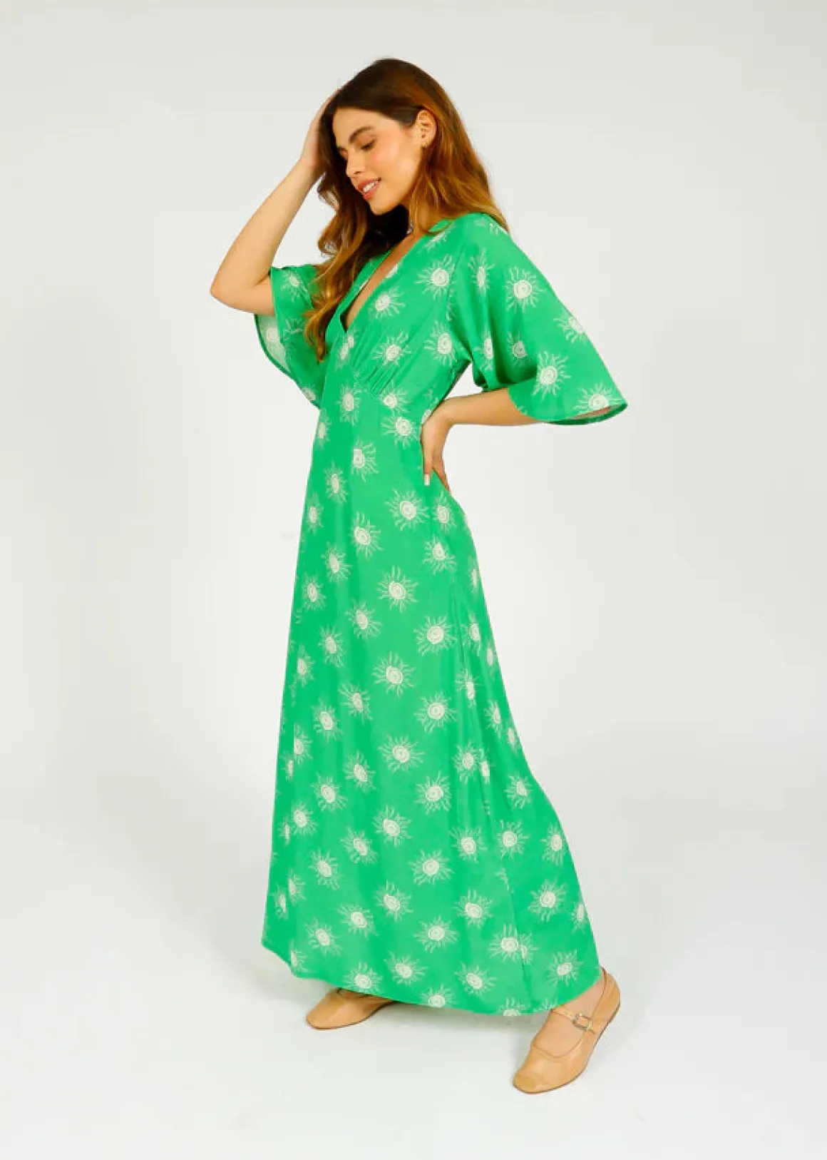 PP Willow Dress in Wavy Sun Green