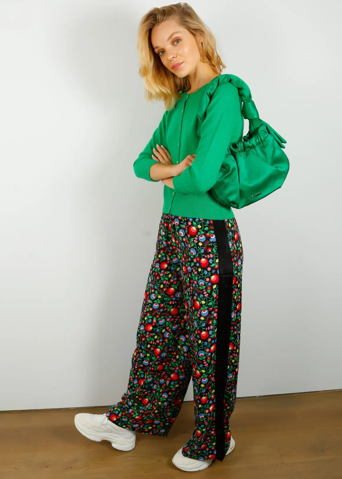 PPL Kylie Trousers in Fire Flower 01 / Black Stripe Black