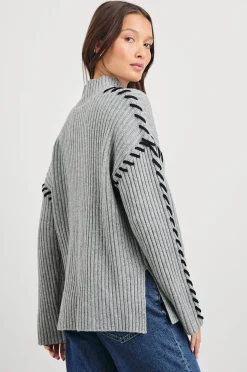 RAILS Liam Roll Neck Knit in Heather Grey