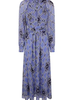 RIXO Aero Dress in Floral Wave Blue