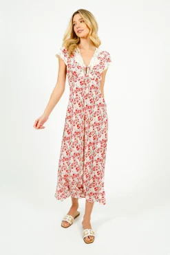 RIXO Amari Dress in Tulip Fields Red