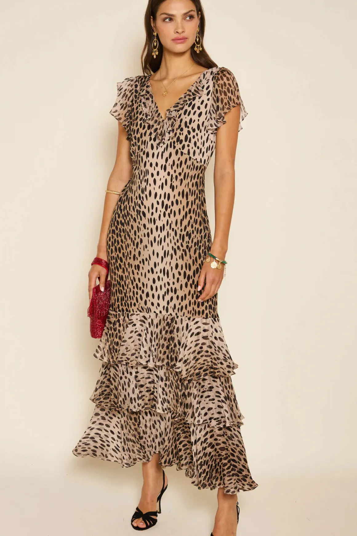 RIXO Amelle Dress in Antelope Spot Black