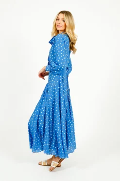 RIXO Marigold Dress in Bohemia Spot Blue