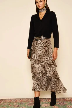 RIXO Preslee Skirt in Antelope Spot Black