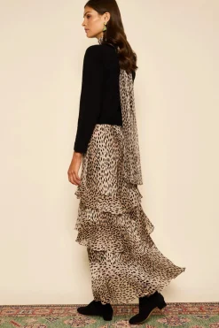 RIXO Preslee Skirt in Antelope Spot Black