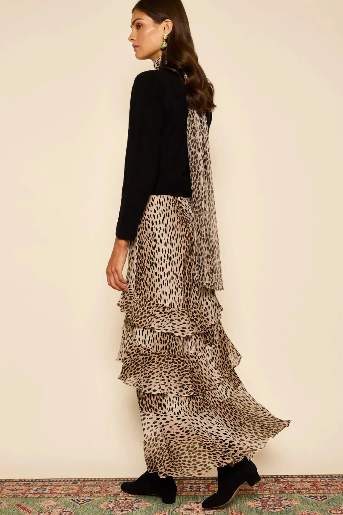 RIXO Preslee Skirt in Antelope Spot Black