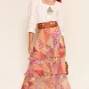 RIXO Preslee Skirt in Patchowork Blush