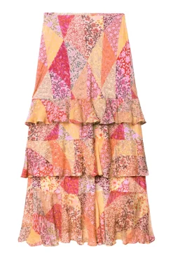 RIXO Preslee Skirt in Patchowork Blush