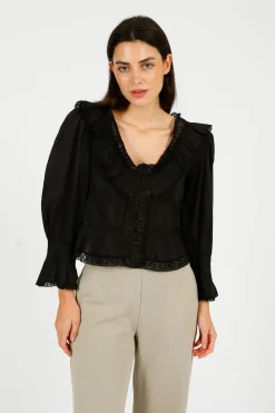 RIXO Solene Top in Black