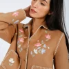 RIXO Sunday Jacket in Petal Embroidery Tan