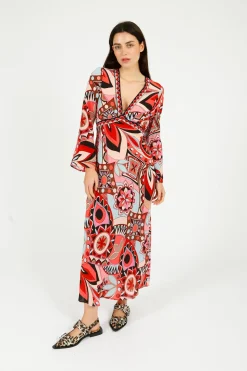 RIXO Tania Dress in 60's Swirl Red