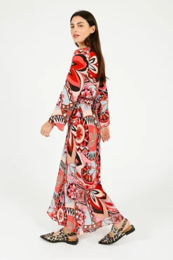 RIXO Tania Dress in 60's Swirl Red
