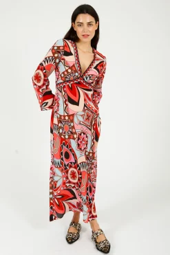 RIXO Tania Dress in 60's Swirl Red