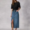 Ru0026B Liquid Miramar Clara Midi Skirt in Cameron