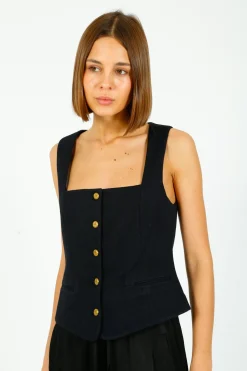 Ru0026B Mariana Textured Vest in Navy