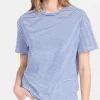 Ru0026B Mini Slub Stripe Boyfriend Tee in Blue, White