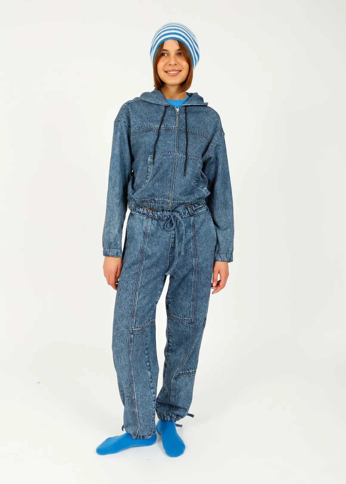 Ru0026B Miramar Fleece Terry Jordan Pant in Topaz