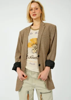 Ru0026B Odessa Italian Wool Blazer in Camel Plaid