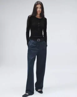 Ru0026B The Knit Rib Henley in Black