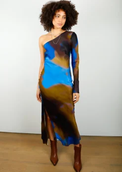 SEC.F Haylen One Shoulder Dress in Mole